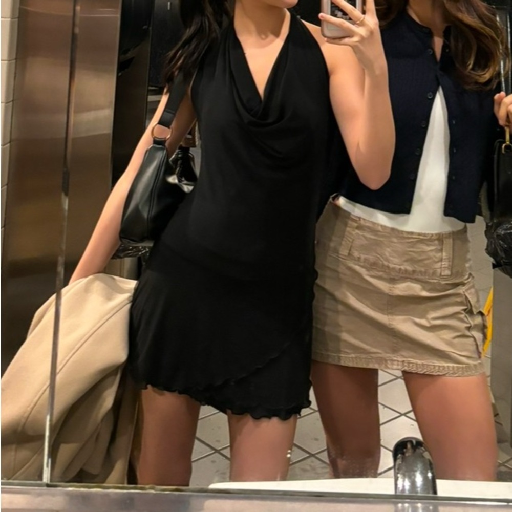 Black halter minidress
